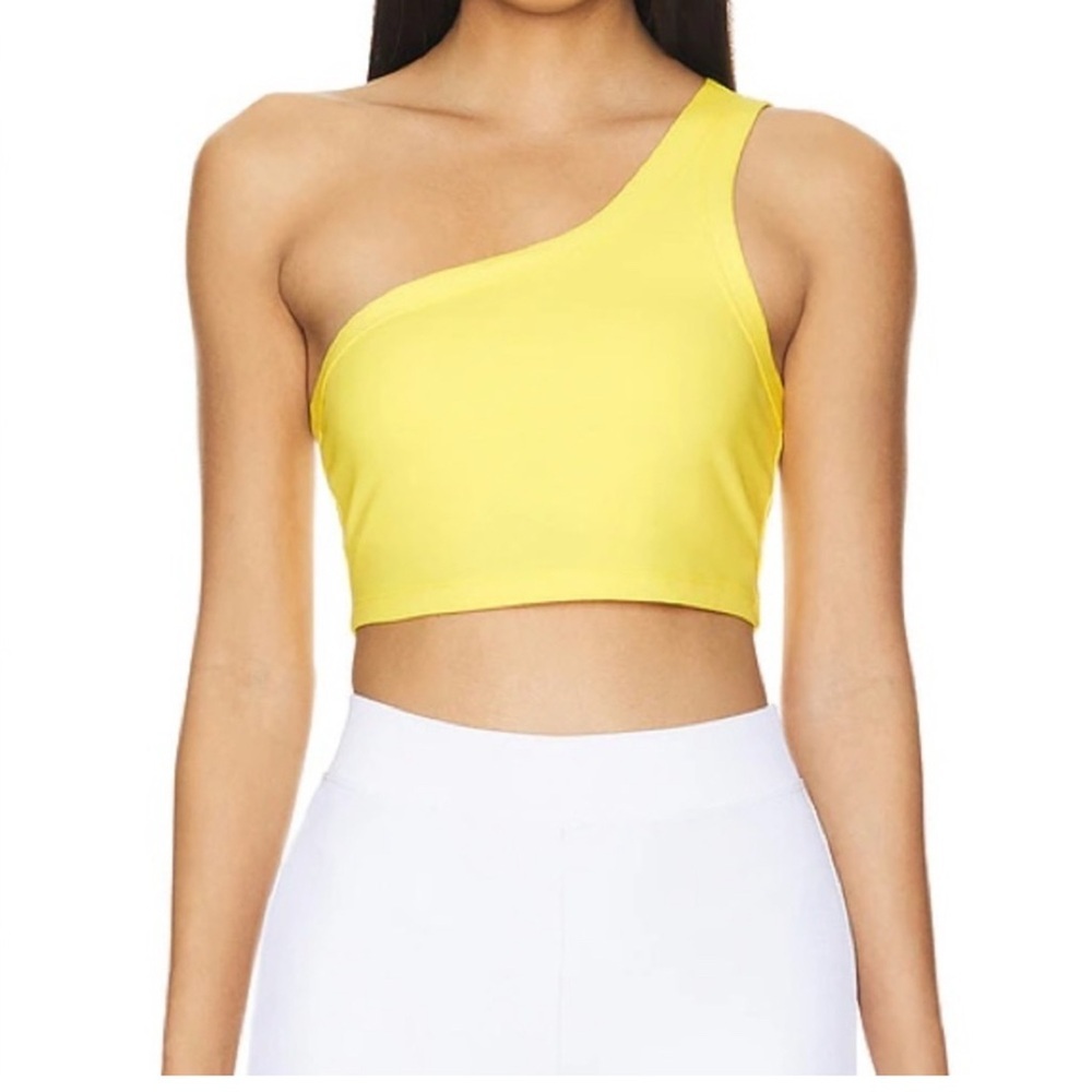 Spiritual Gangster Cruz One Shoulder Tank Crop Top Sunflower Yellow Medium NWT